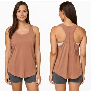 Lululemon Love Tank Pleated Top Racerback Cotton Heathered Tan Taupe 6